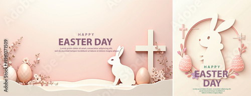 Elegant easter day background, Decorative happy easter day background for website, social media template
