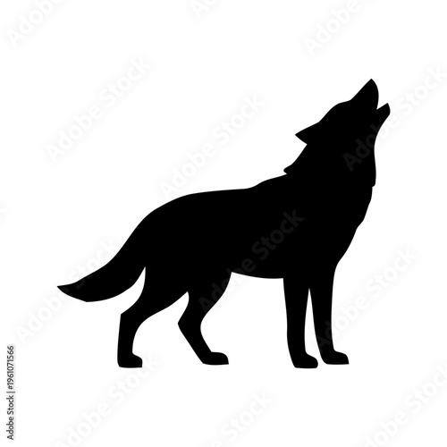 Black silhouette of a howling wolf.
