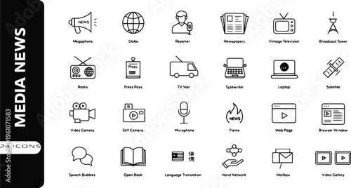 Media and news communication icons information journalism