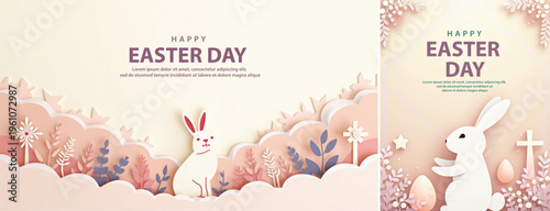 Elegant easter day background, Decorative happy easter day background for website, social media template