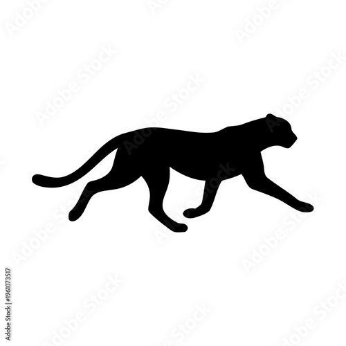 Black silhouette of a running panther.