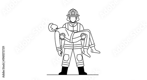 Firefighter Carrying Injured Person To Safety.