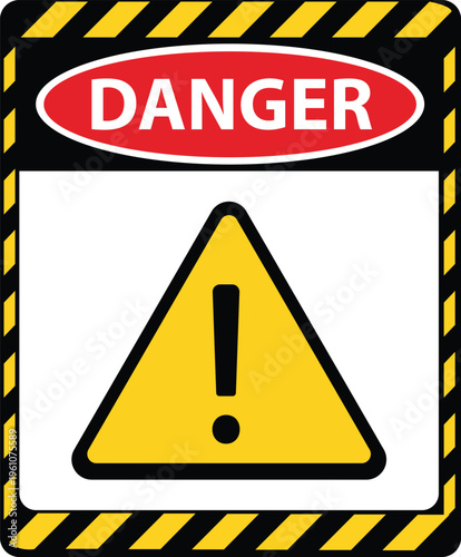 Danger sign. Warning sign that indicate danger. Exclamation marks. flat style.