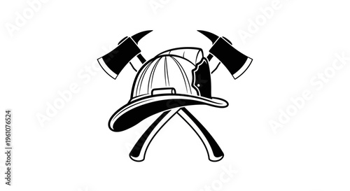 Firefighter helmet with crossed axes.