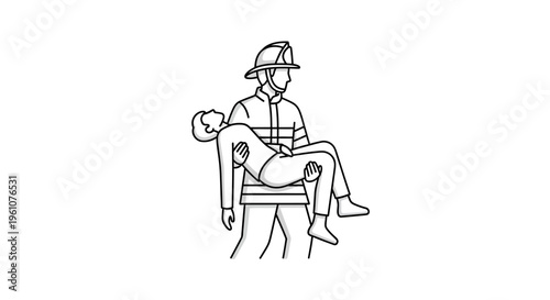 Firefighter holding injured person gently.