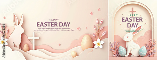 Elegant easter day background, Decorative happy easter day background for website, social media template