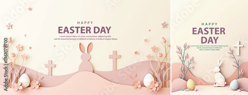 Elegant easter day background, Decorative happy easter day background for website, social media template