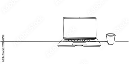 Laptop on white background with blank screen and silver body isolated on white surface