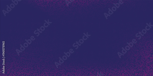 Abstract pixel dispersion background in purple tones. Scattered square particles forming wave-like density, futuristic tech design