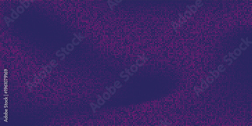 Abstract futuristic background with scattered pixel fragments in neon purple. Digital grain effect, smooth gradient layering