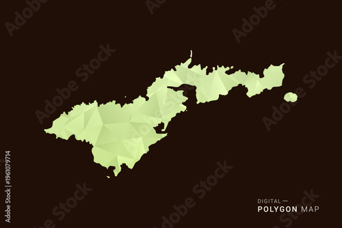 American Samoa Map - Low poly polygon map in soft light green gradient on dark brown background, modern minimal geometric style, clean abstract vector illustration design.