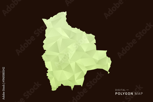 Bolivia Map - Low poly polygon map in soft light green gradient on dark brown background, modern minimal geometric style, clean abstract vector illustration design.