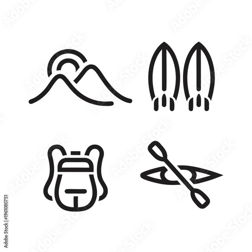 Black line of a hand with a pencil a lightbulb a shopping bag and a paper airplane