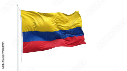 Free Download Colombian flag waving on white pole against black background - GFXLoad