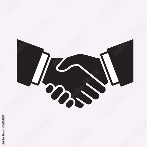 Business Handshake Silhouette Icon Minimal Monochrome Vector Agreement Partnership Concept Illustration