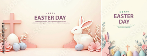 Elegant easter day background, Decorative happy easter day background for website, social media template