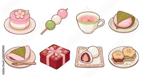 Pink Japanese Spring Desserts and Gift Box Collection