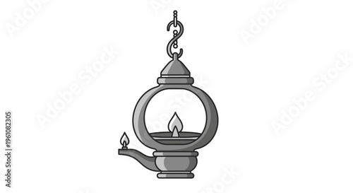 Traditional Oil Lamp Closeup View.