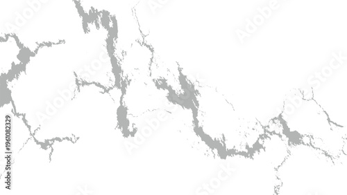 Gray lake water river delta system on white background isolated natural geography features