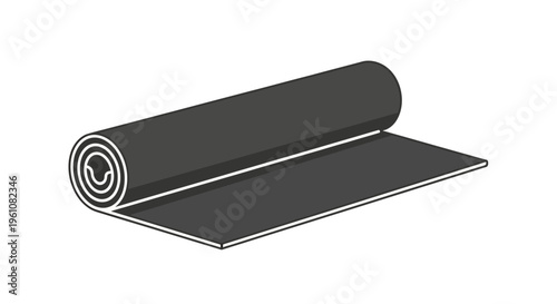 Black yoga mat rolled out flat.