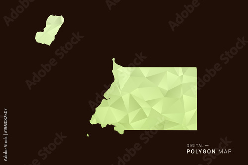 Equatorial Guinea Map - Low poly polygon map in soft light green gradient on dark brown background, modern minimal geometric style, clean abstract vector illustration design.