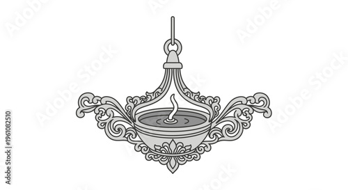 Ornate antique hanging lamp fixture.