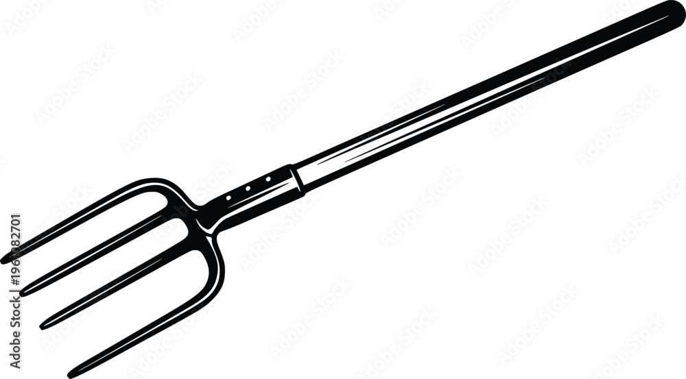 Naklejka premium Hand Drawn Garden Pitchfork Minimalist Vector Illustration Farming Tool Line Art