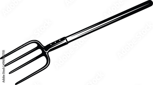 Hand Drawn Garden Pitchfork Minimalist Vector Illustration Farming Tool Line Art