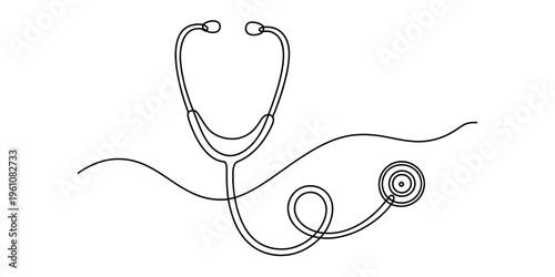 Stethoscope Line Art Medical Illustration
