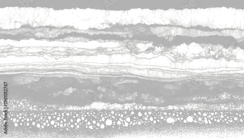 Grey and white layered abstract texture with horizontal bands and spots pattern