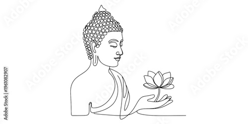 Buddha with lotus flower, serene spiritual illustration