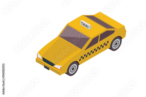 Isometric Yellow Taxi Cab Vehicle