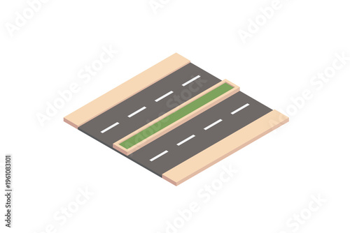 Isometric Highway Road With Median
