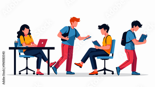 Flat vector illustration of a diverse business team sitting around a table for corporate meetings teamwork concepts and collaborative office graphics.