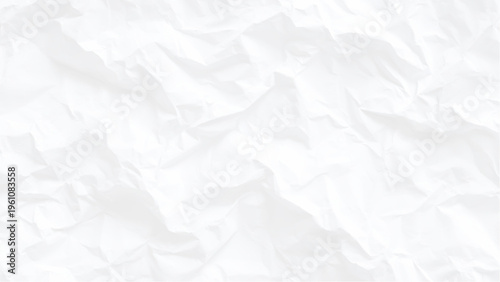 Crumpled white paper texture background with wrinkles and folds abstract design element