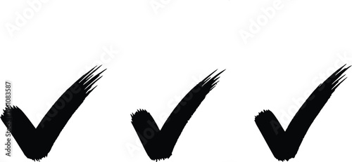 Three black checkmarks on a white background