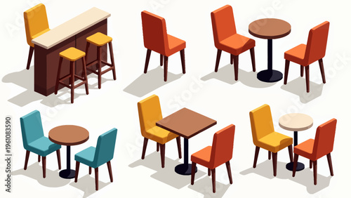 Flat vector illustration of a modern open plan office interior featuring desks chairs and indoor plants for corporate workspace design and business concepts.