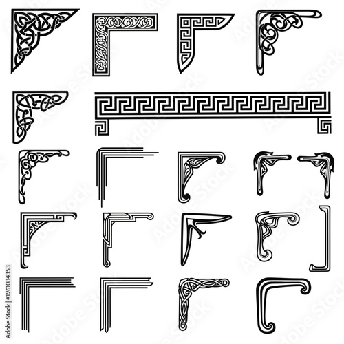 Valokuva Ornaments Collection of Decorative Vintage and Modern Corner Design Elements and