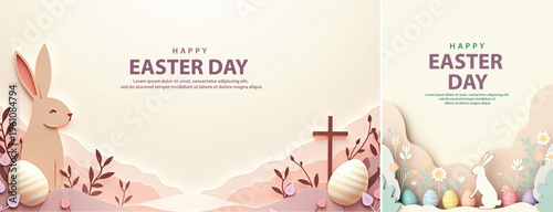 Elegant easter day background, Decorative happy easter day background for website, social media template