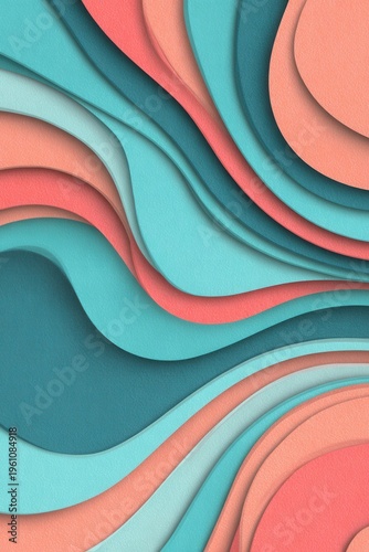 Soft waves ripple in coral and teal tones