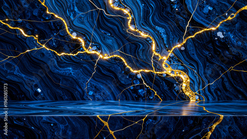 Wallpaper Mural Golden Kintsugi Cracked Marble Background Torontodigital.ca