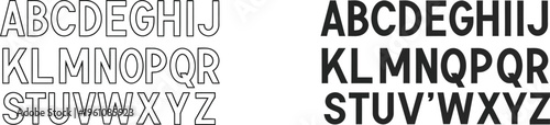 Alphabet letters outline and solid styles