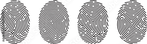 Fingerprint lock set vector icon, secure security logo, fingerprint symbol illustration