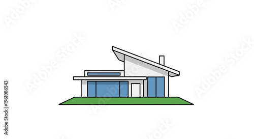 Modern Minimalist House Vector Illustration Isolated on White Background - Contemporary Residential Architecture Flat Design for Real Estate and Property Concepts