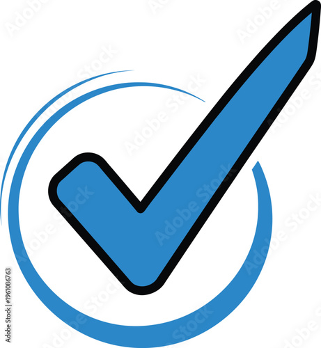 Blue check mark inside circle symbol