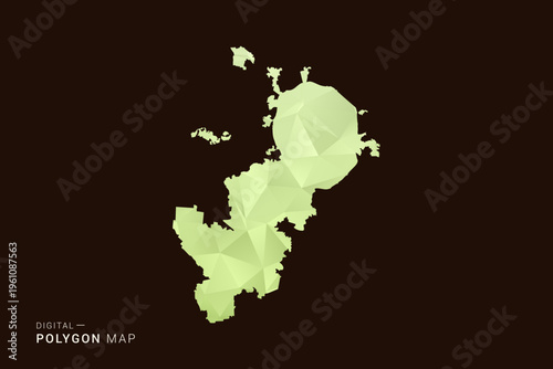 Moscow Map - Low poly polygon map in soft light green gradient on dark brown background, modern minimal geometric style, clean abstract vector illustration design.