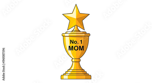 A golden trophy icon with a star on top and the text No. 1 MOM, symbolizing achievement and recognition for mothers.
