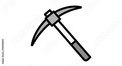 A vector graphic illustration of a pickaxe icon in a flat minimal design style