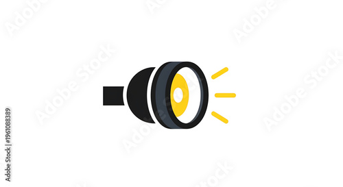 A modern spotlight icon with a sleek design and vibrant yellow light rays, perfect for highlighting key concepts in business presentations and marketing materials.