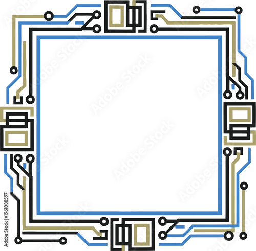 Circuit board border frame in tech style